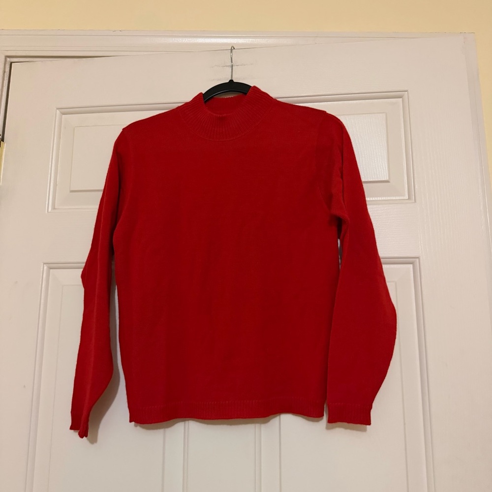 Vintage Pendleton Women’s Red 100% Wool Mock Turtleneck Sweater Size Small S